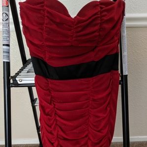 Strapless Sparkling Red Dress